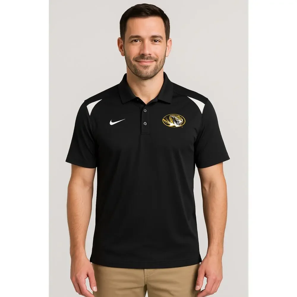 NEW Nike Dri-FIT Missouri Tigers Polo Shirt Men’s Small Black Collegiate Logo